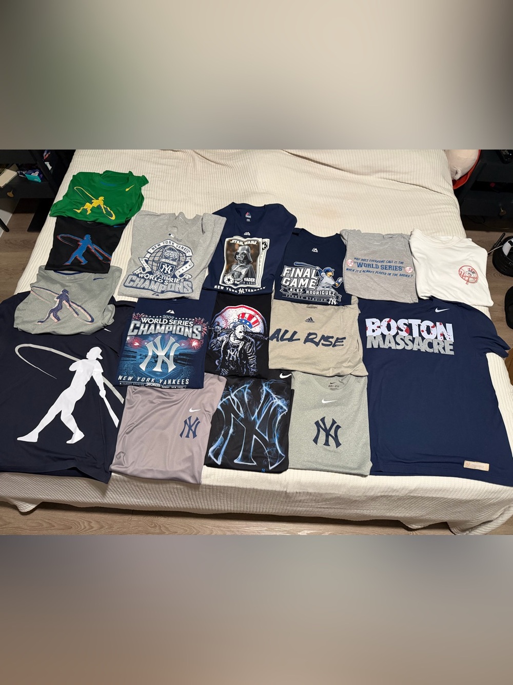 Lot 16 Shirts Large Nike Adidas Yankees Star Wars Vader Jason Griffey Judge NYY